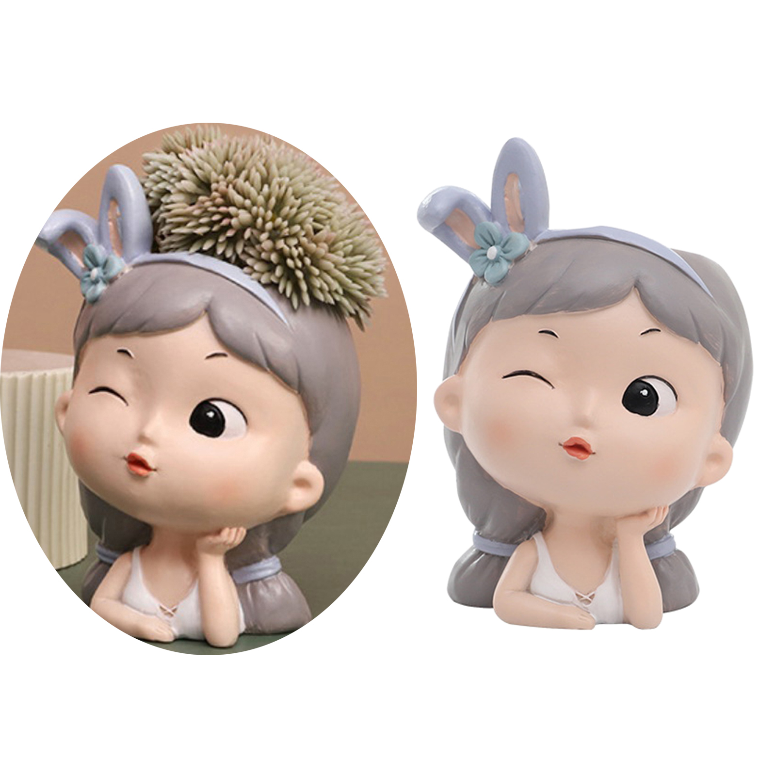 Cute Girl Succulent Planter Pots with Drainage Hole, Large Bonsai Pots Decorative Cactus Pots Flower Container Decoration