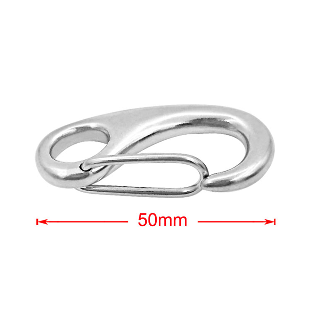 2pc Silver Heavy Duty Stainless Steel 316 Spring Snap Hook Clip Keychain
