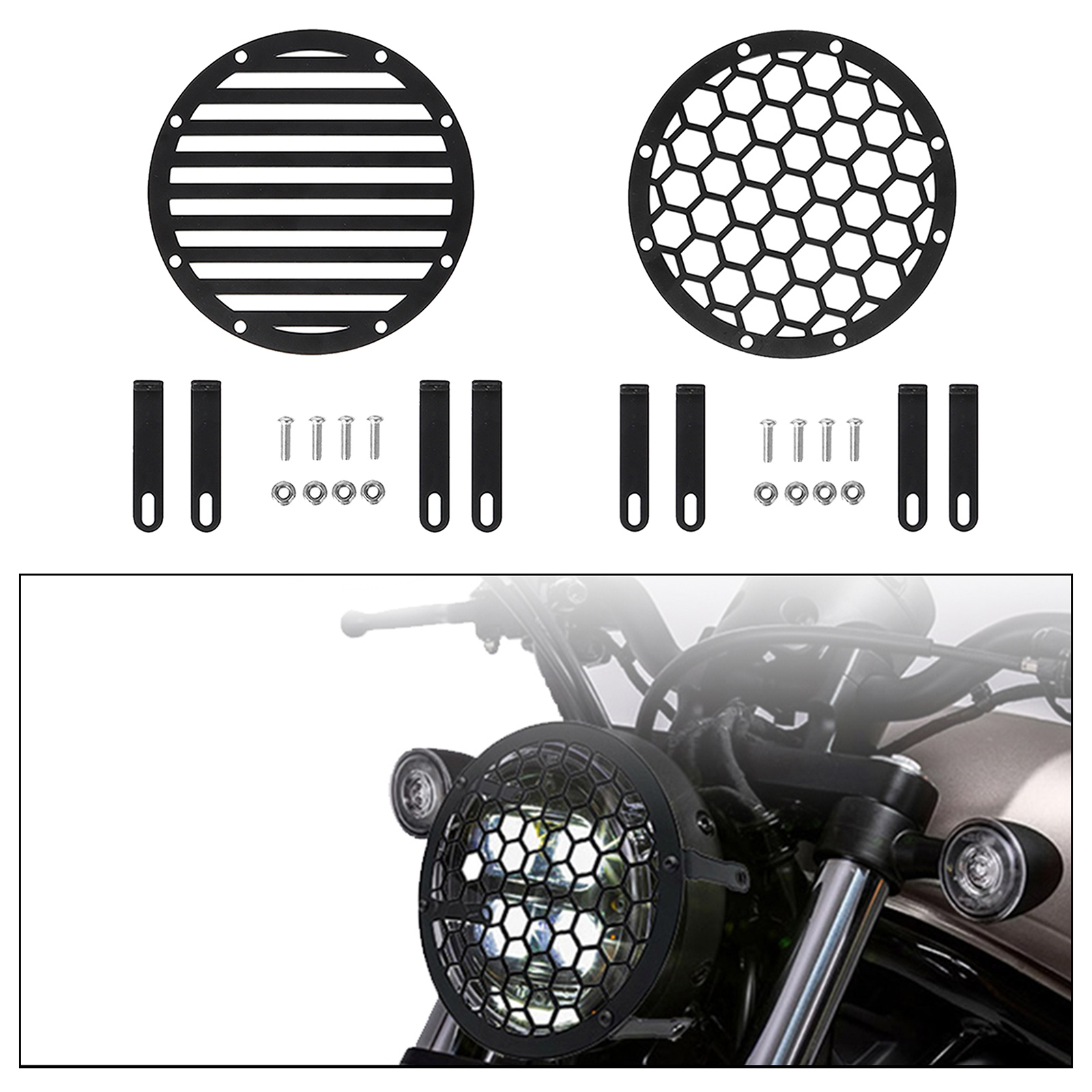 Iron Round Headlight Grill Cover Head Lamp Protector Grille Compatible with Honda CMX500 300 17-20 Motorbike Accessories