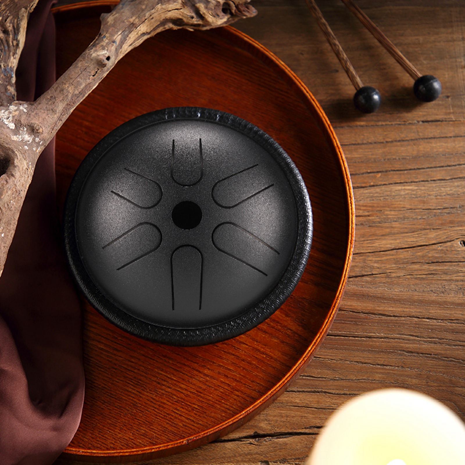 Mini Ethereal Drum Kits, 6 Notes 5.5 Inches Handpan Drumming Percussion Instrument with Carry Bag Musical Book Drumsticks Decor