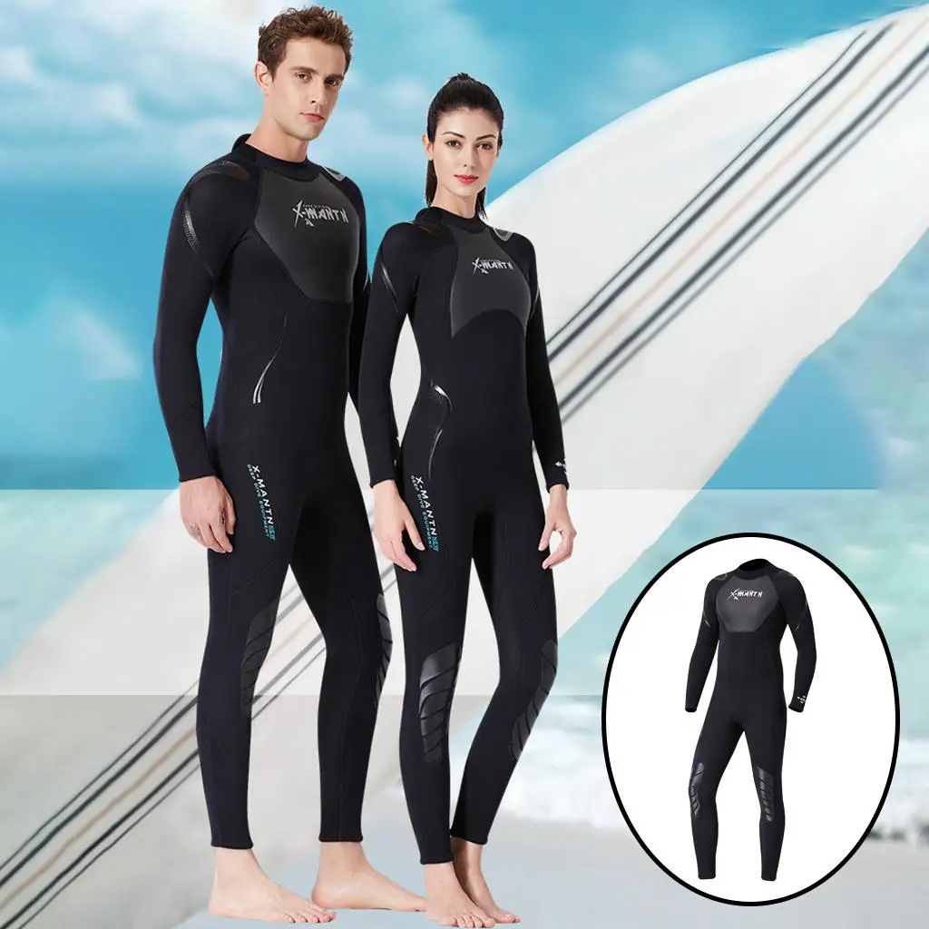 Women Men Full Body Wetsuit Full Sleeve Swimwear Back Zipper UV Protection for Surfing Swimming Snorkeling Water Sports