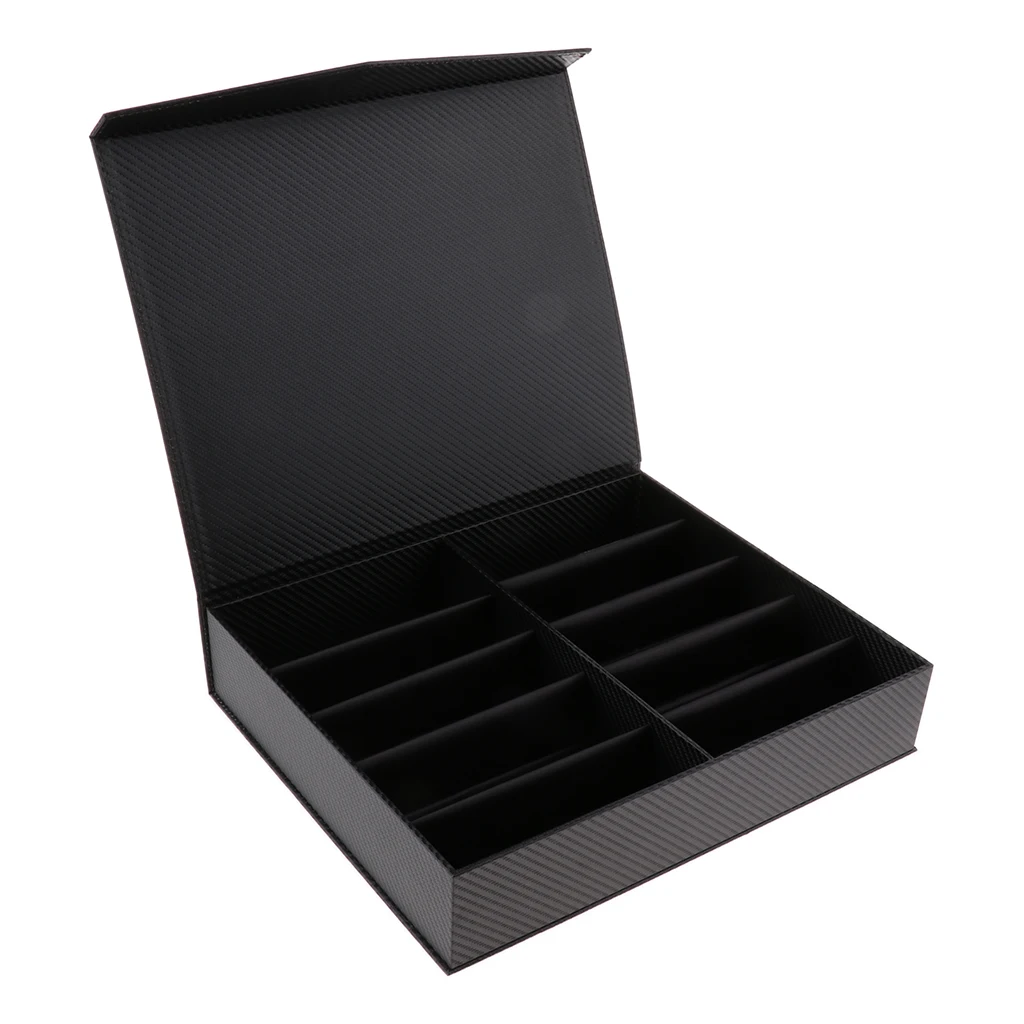 Black Multi-Purpose Display Hard Case with 10 Slots for Glasses,Watches,Necklaces,Bracelets,Hair Accessories