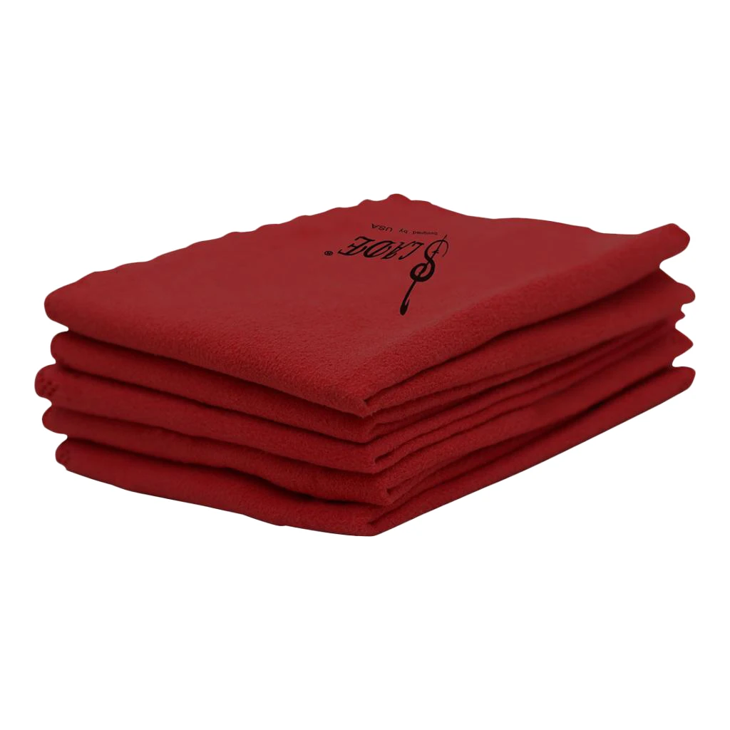 5Pcs Cleaning Cloths Polish Cloth 250x250mm for Guitar Violin Saxophones Cleaner, Wind Red