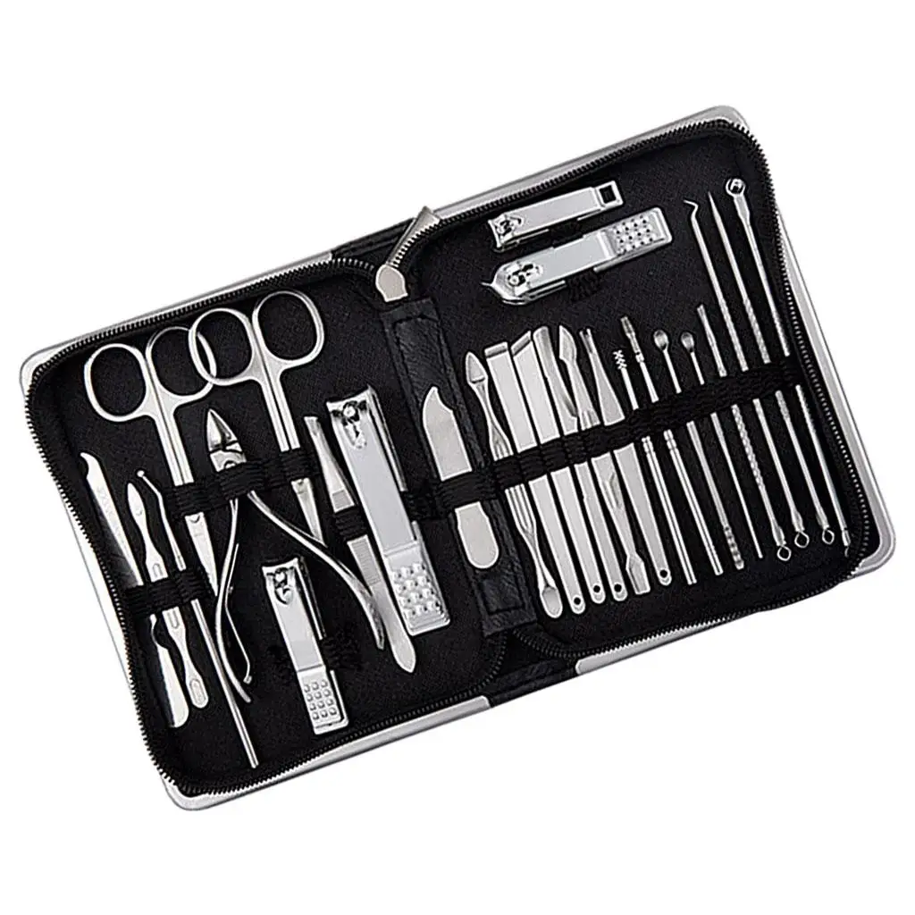 Stainless Steel Manicure Set with Storage Case Nail Clippers Kit Grooming Care Tools Pedicure Kit for Men Girl Adults Women