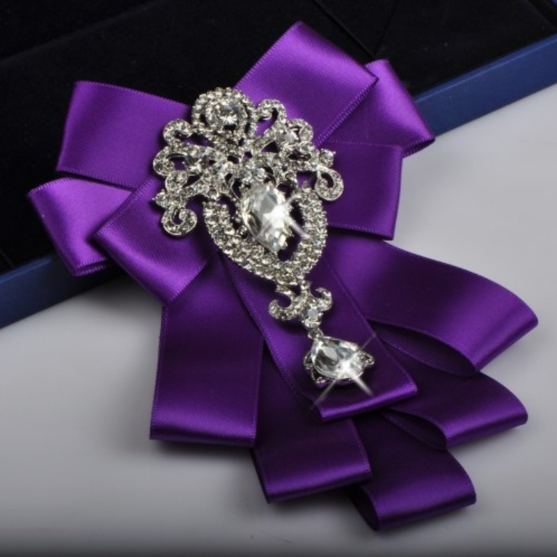 Korean Fashion Band Bowtie Broschen Strass Kristall herren Hemd Krawatte Kragen Pins Luxus Hochzeit Brosche Zubehör – Detail 2