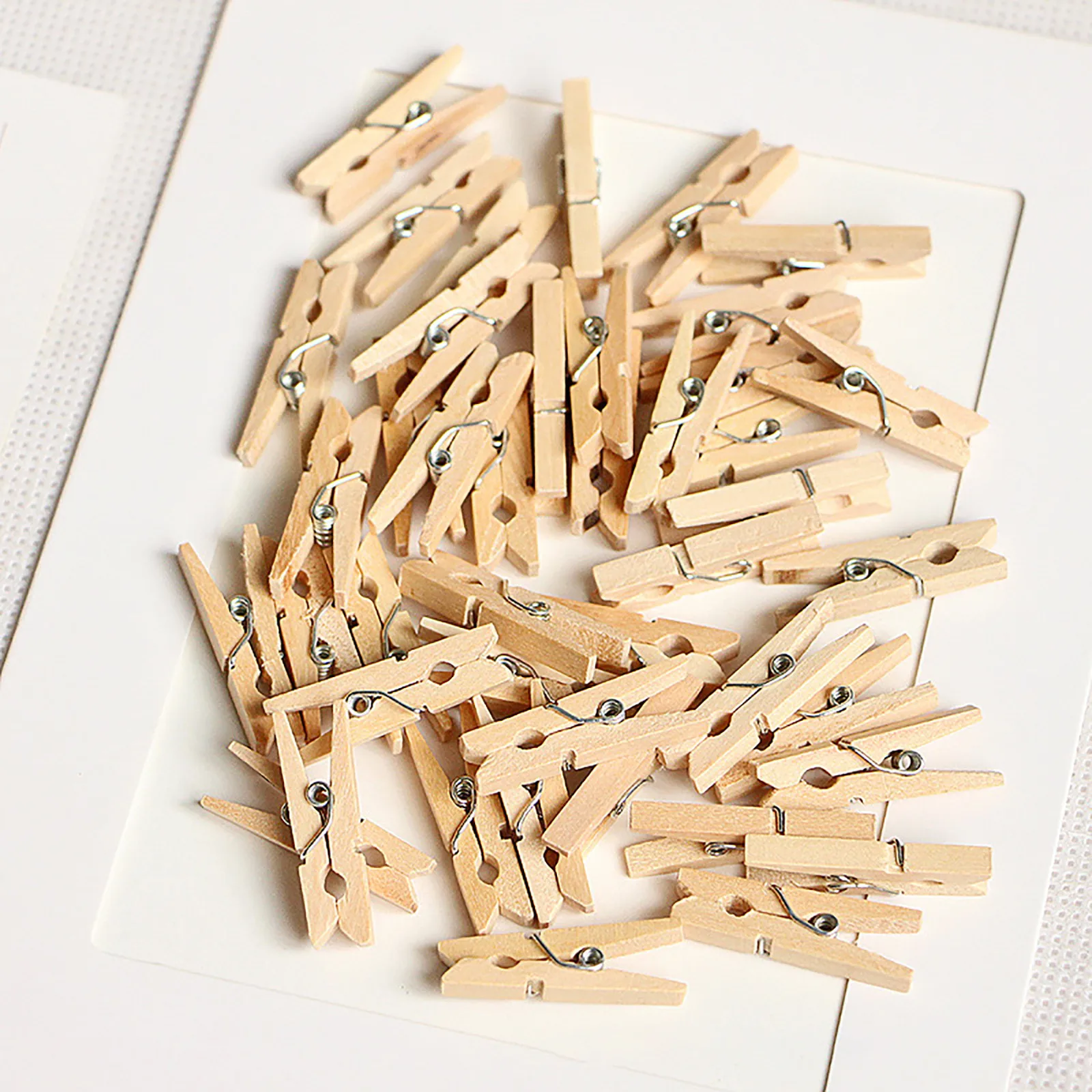 Multicolor eZAKKA Mini Wooden Photo Clips Clothes Pegs Pins Clothespins Natural Craft Clip with Jute Twine for Paper Photo Hanging,100 Pieces and 10 Meters Twines of Pack 