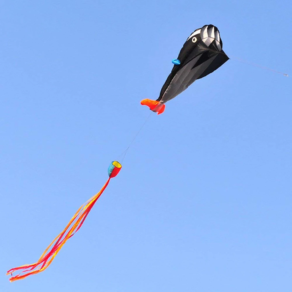 Blue Dolphin Frameless Soft Parafoil Kite for Kids & Adults Park Beach Play 