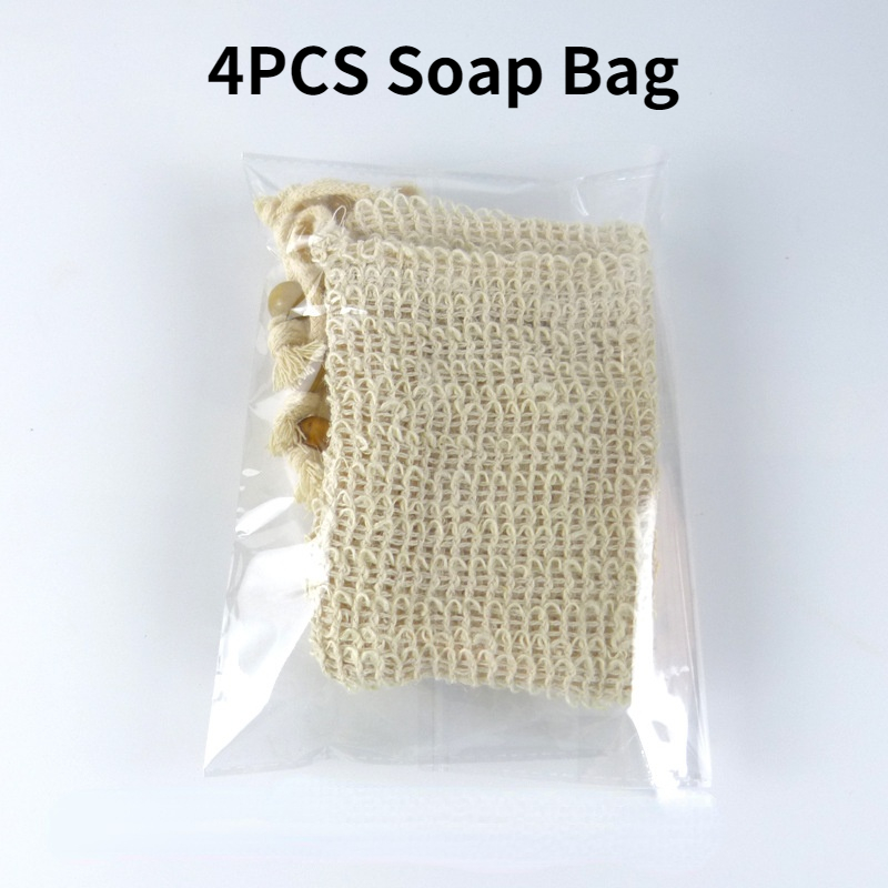 4Pcs Natürliche Sisal Seife Tasche Blister Mesh Seife Lagerung Taschen Schaum Maker Doppel-schicht Net Taschen Schäumen Einfach blase Seife Halter – Detail 5
