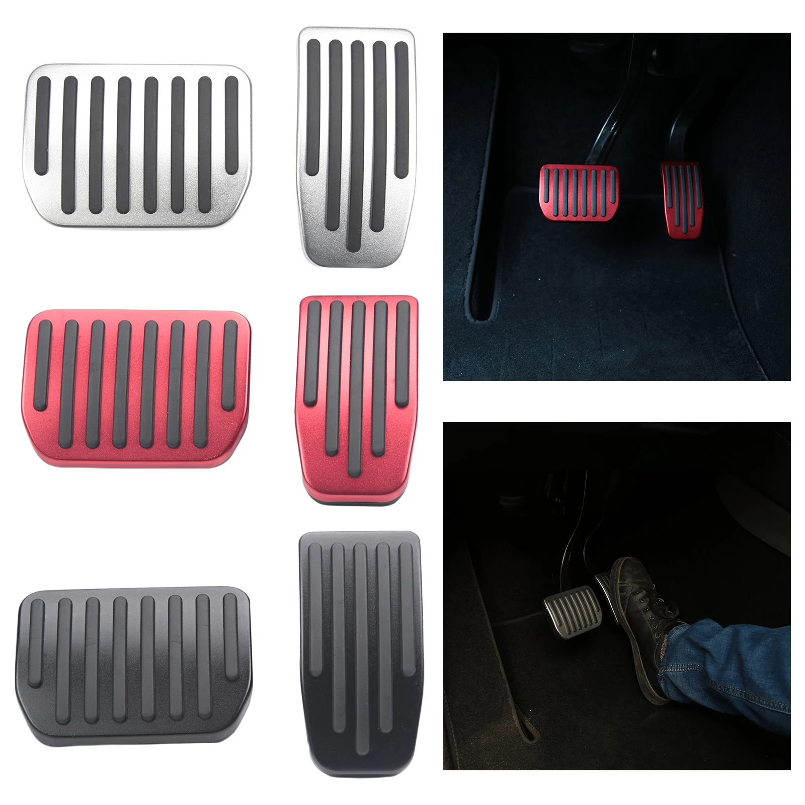 3pcB WANWU Car Gas Fuel Pedal Cover Brake Pedals Rest Pedal Covers for Tesla Model 3 2017 2018 2019 