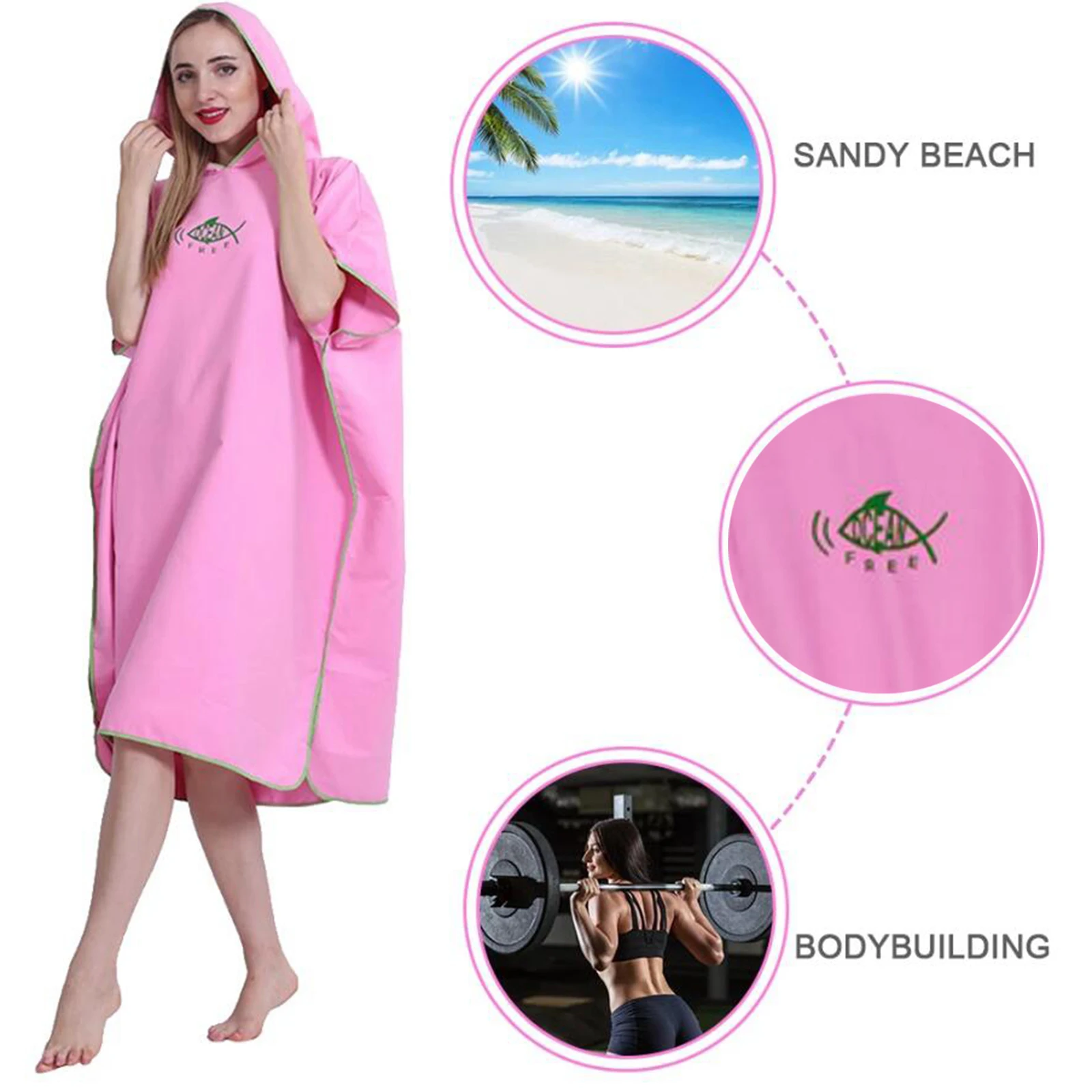 Wetsuit Changing Robe Surf Poncho Hood Changing Towel Quick-Drying Swimming Towel Bath Robe Thermal for Women Men