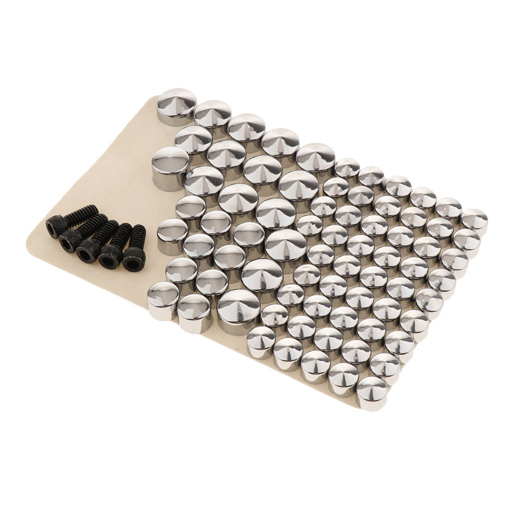80pcs Chrome ABS Bolt Toppers Caps Covers Plug for Harley FLT/FLH Motorcycle Repair, Corrosion Resistance