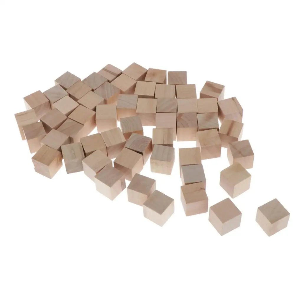 2cm Wooden Cubes 50pcs Unfinished Square Wood Blocks for Kids Math Teaching Crafts & DIY Projects