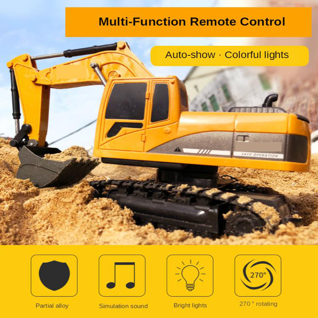 RC Excavator Remote Control Excavator Hydraulic Toys Model Digger Bulldozer