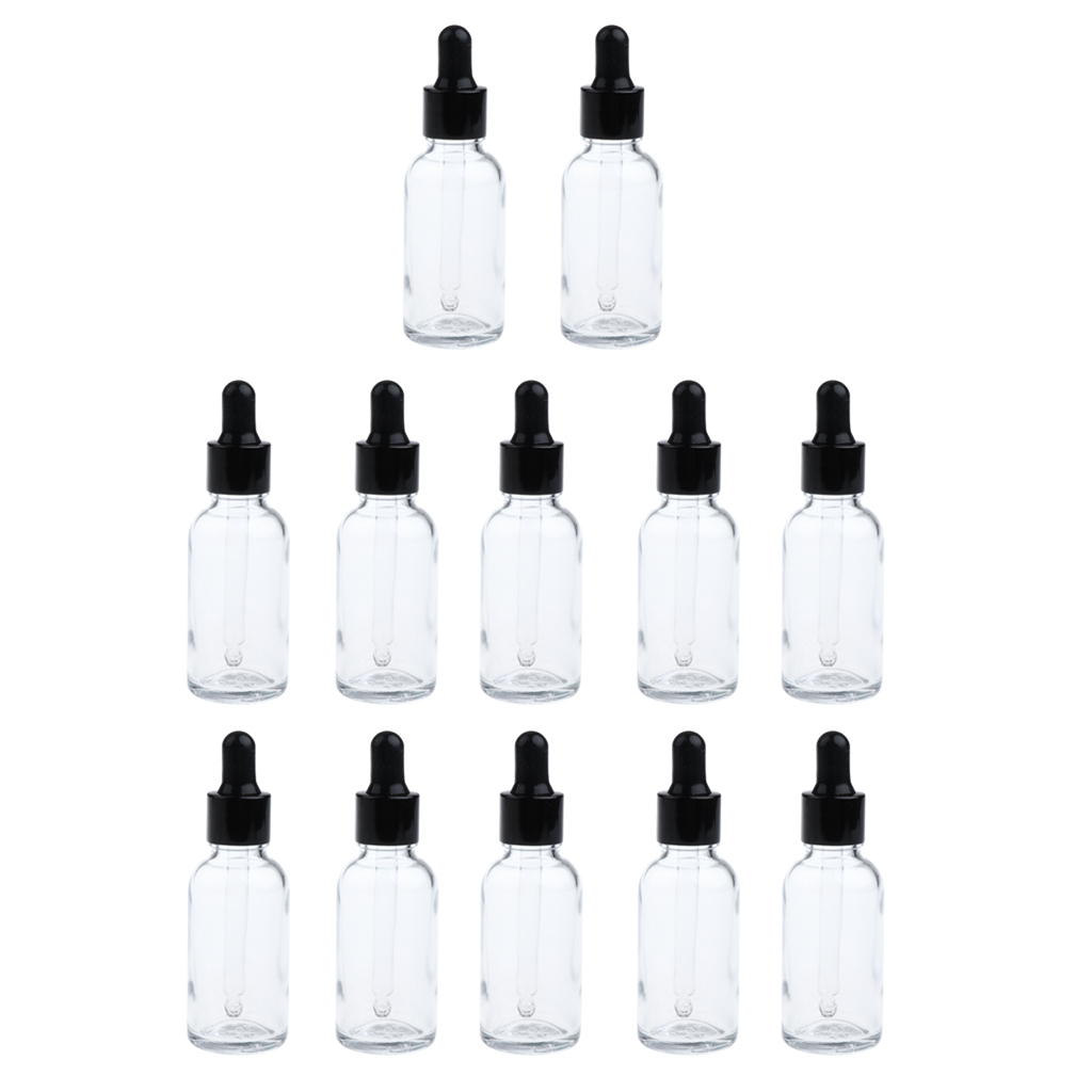 Pack of 12, Glass Dropper Bottles for Essential Oil (1 oz / 30ml)  Empty