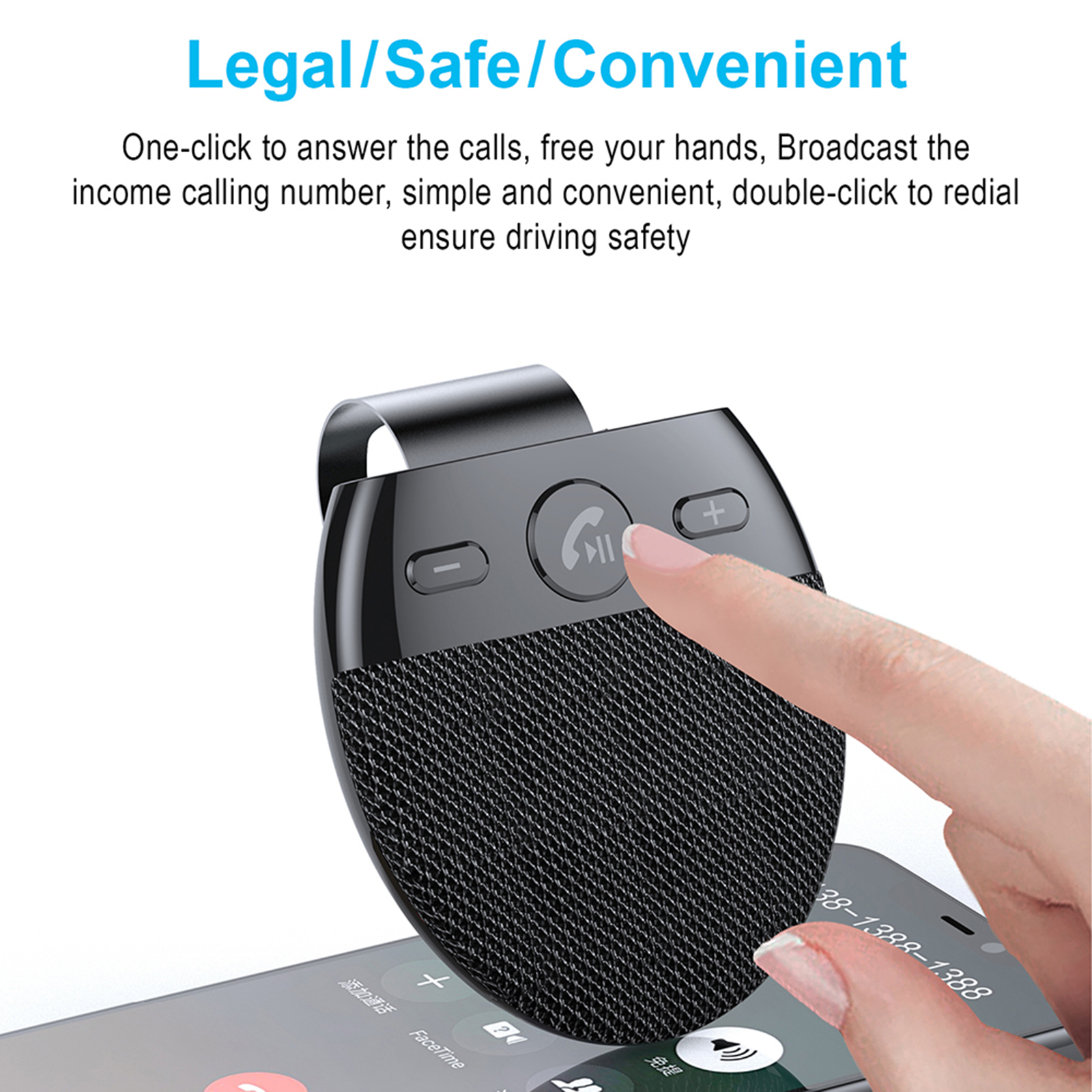 Bluetooth Car Speaker Receiver on Sun Visor Music Player Clear and Loud Sound Noise Reduction for Handsfree Calling
