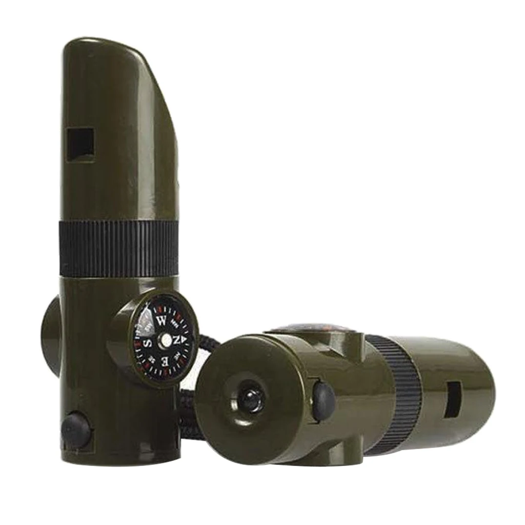 Multifunction Practical Survival  Whistle with Flashlight 7 in 1 for Sport Outdoor Activities