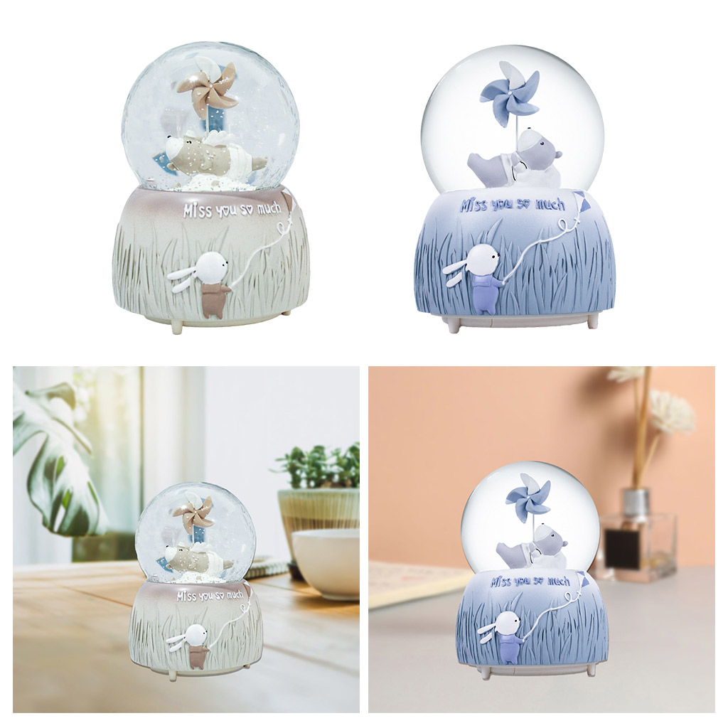 Crystal Ball Glowing Snow Globe Music Box Night Light Ornaments for Mom Kids Daughter Son
