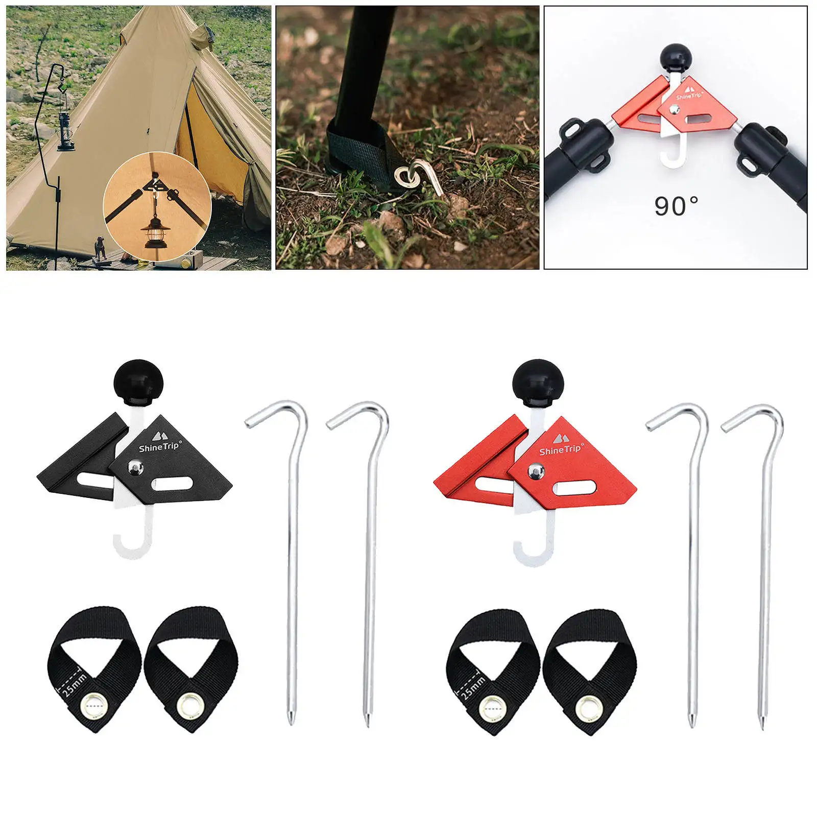 Adjustable Tarp Pole Tip Caps Single Person Tent Building Pole Connector Holder Shelter Canopy Ripping Protect Joint Rod Ball