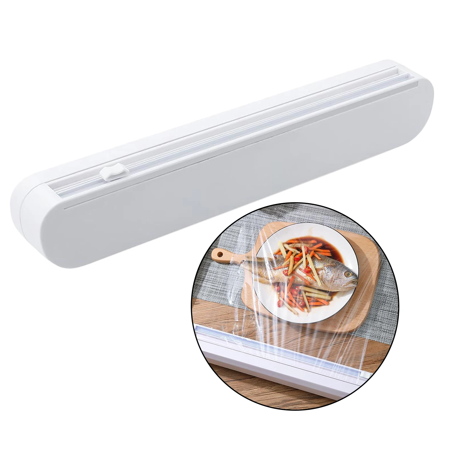 Food Wrap Dispenser Foil Cling Film Cutter Storage Holder Box for Kitchen