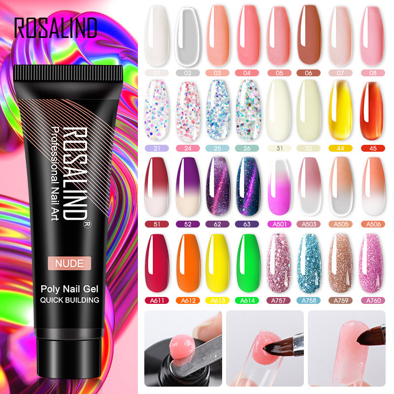 Best of ROSALIND 15ml Poly Extension Nail Gel For Nail Art Manicure Design 80 Colors UV Varnishes Semi Permanent Builder Nail Gel Polish Reviews & Tips