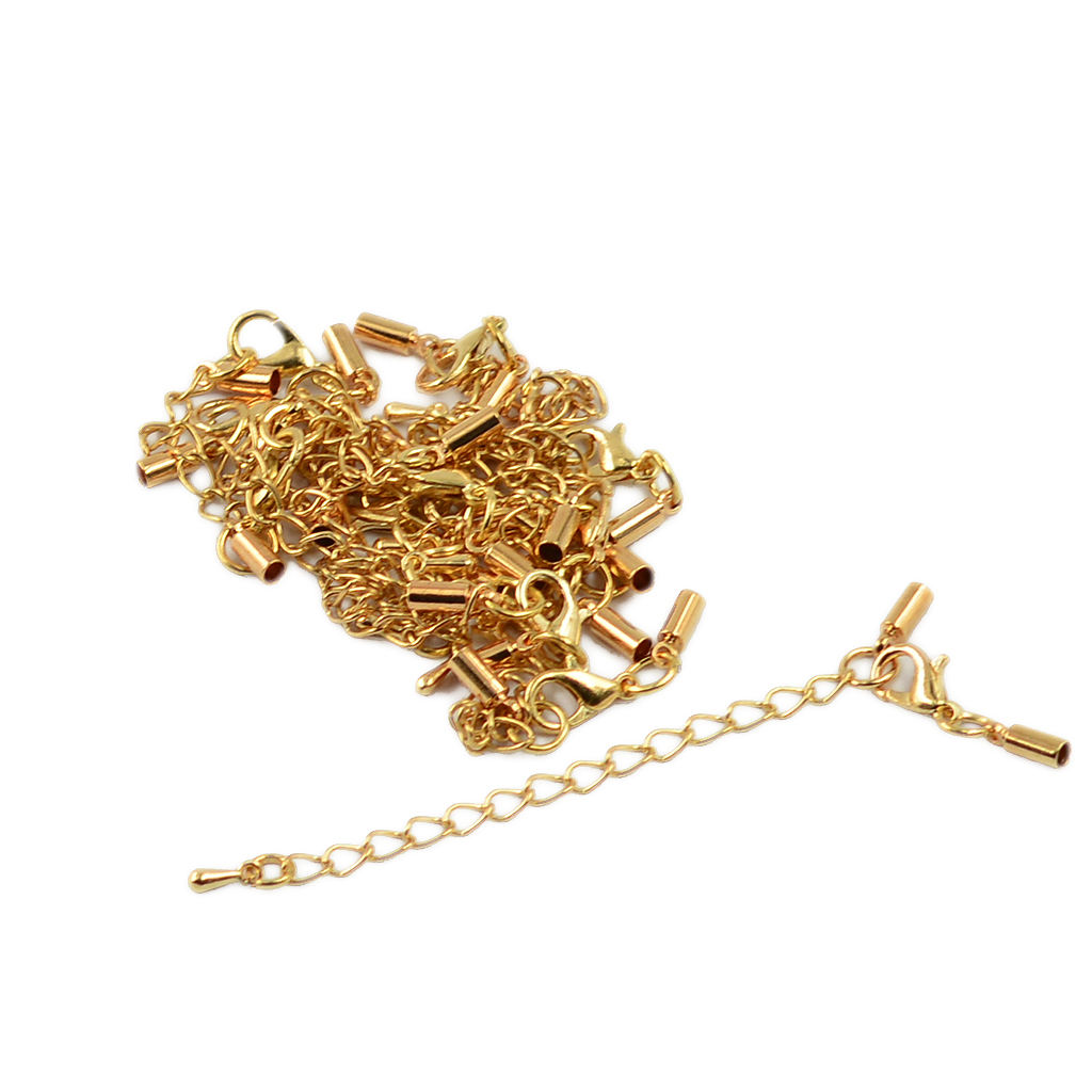12-pack Lobster Clasp with 3mm Crimp Tube Ends And Extension Chain