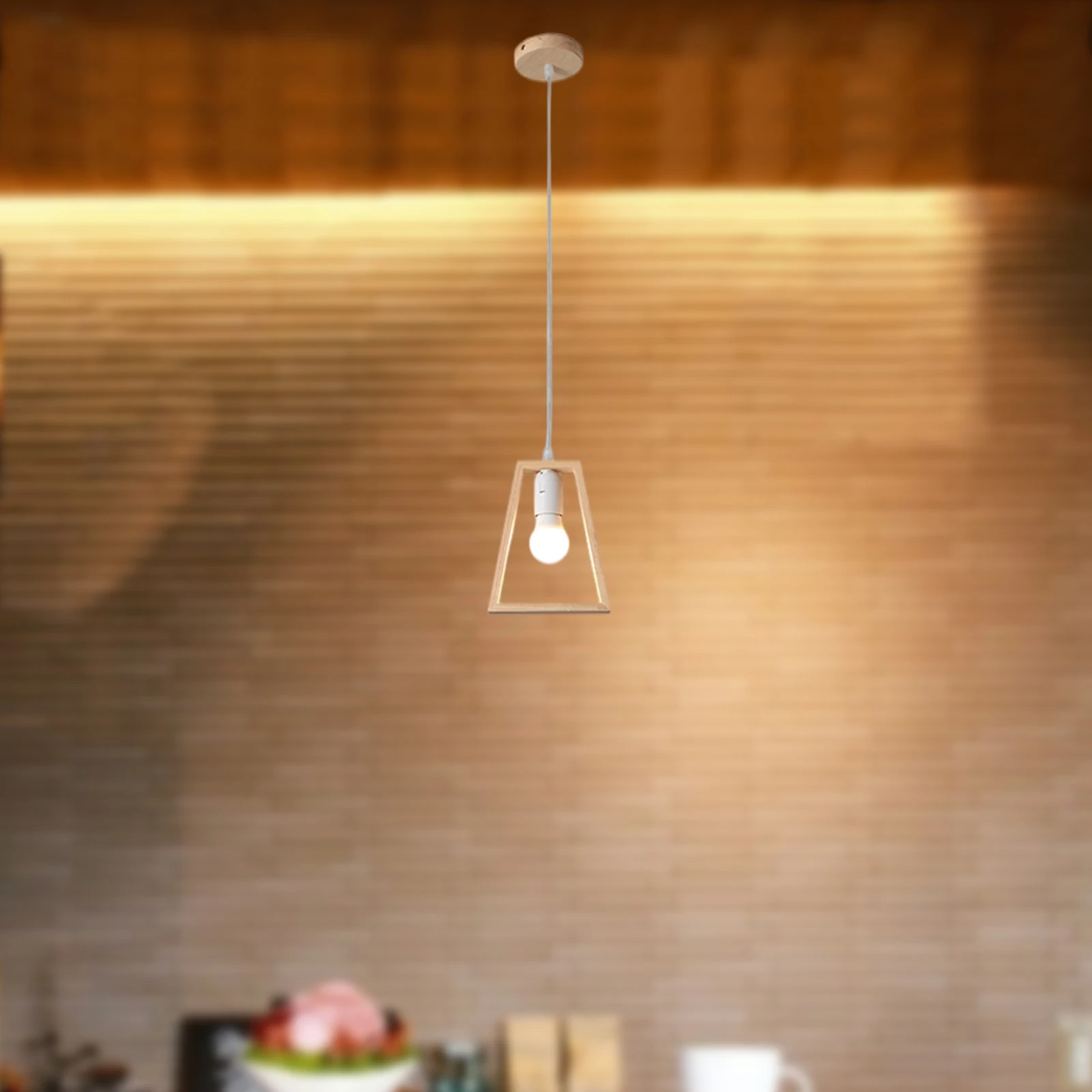 Woven Rattan Decorative LED Pendant Light for Kitchen & Home, Single Natural Wood Handmade Woven Pendant Lights