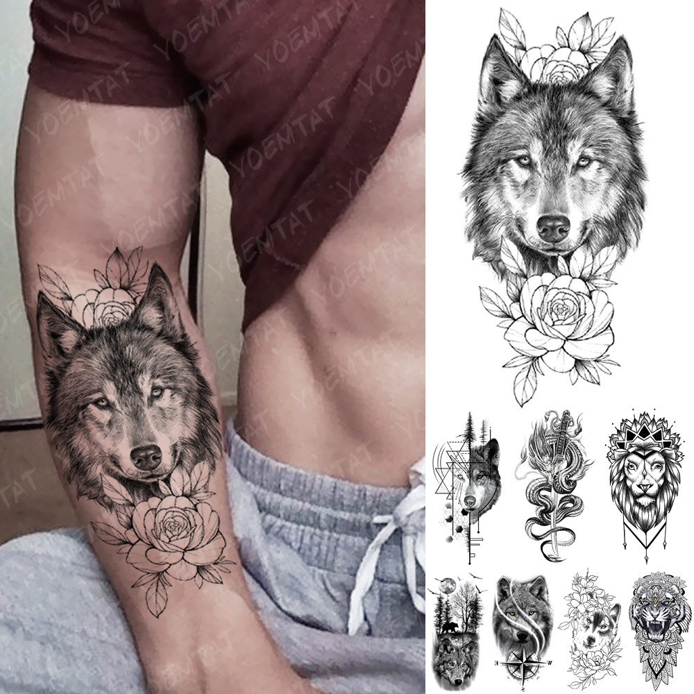 Best of Old School Wolf Dragon Lion Tiger Waterproof Temporary Tattoo Stickers Art Transfer Thigh Hand Arm Sleeve Fake Tatoo Women Men Reviews & Tips