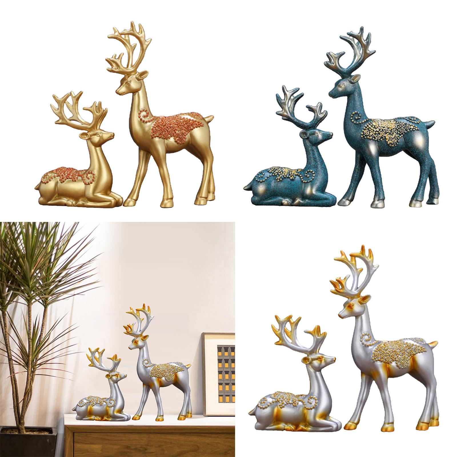 Home Decor Resin Deer Head Figurine Statue Nordic Crafts Figurines Sculpture Creative Gifts Modern Home Decoration Art Ornament