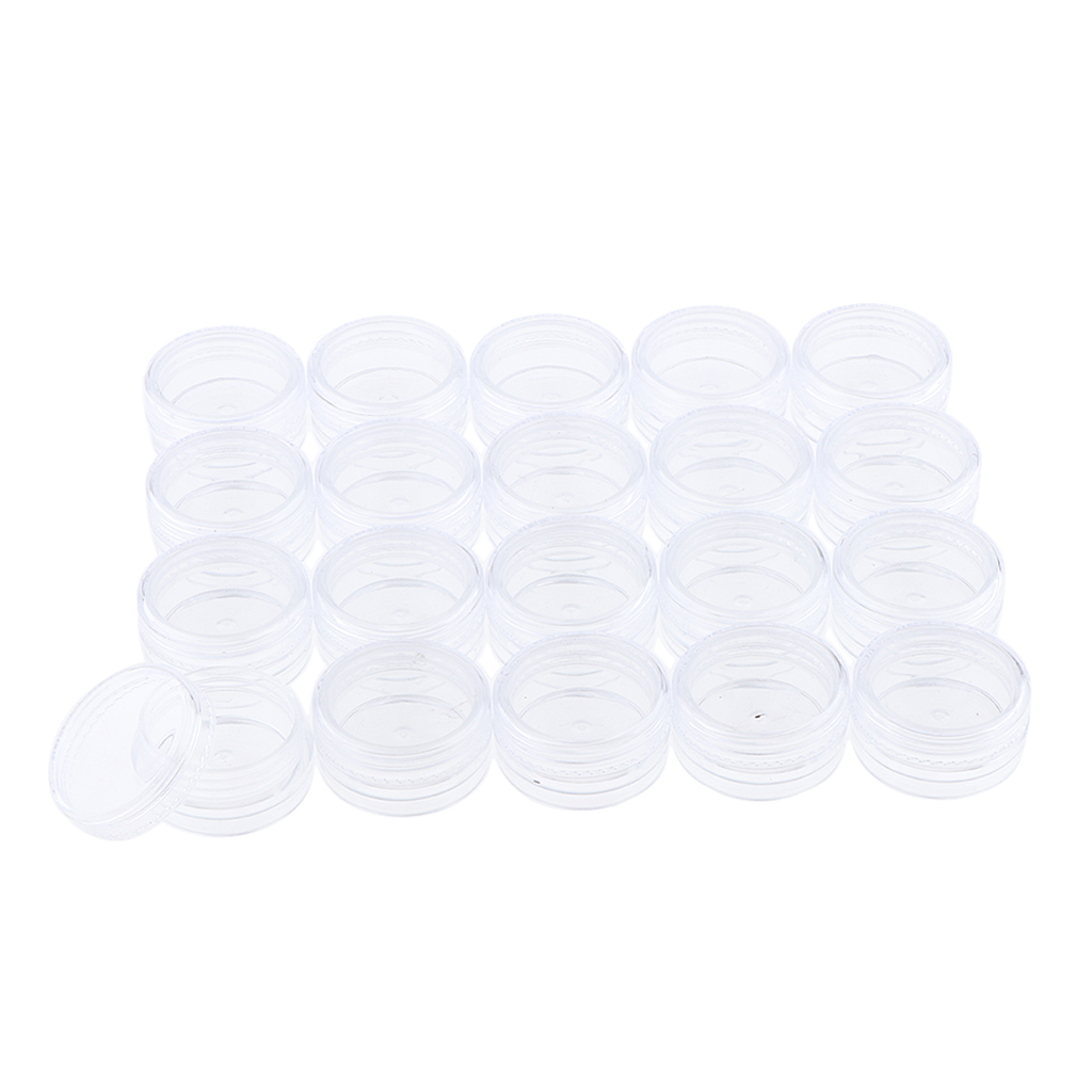 Pack Of 20pcs 3G Empty Plastic Cosmetic Containers, Clear Round Sample Pots Jars With Screw Cap Lids