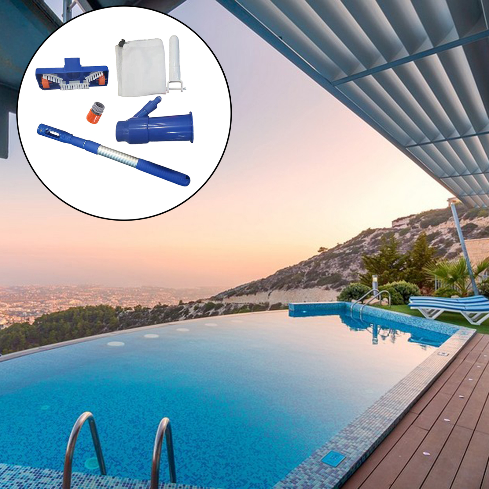 Swimming Pool Cleaning Set Fine Mesh Net Water Vacuum Spray Handle Skimmer Net Fountain Pond Accessories Cleaner Tool US