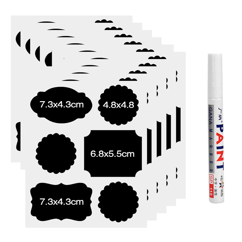 60pcs Premium Blackboard Stickers, Self-adhesive Blackboard Stickers with Marker Pen,