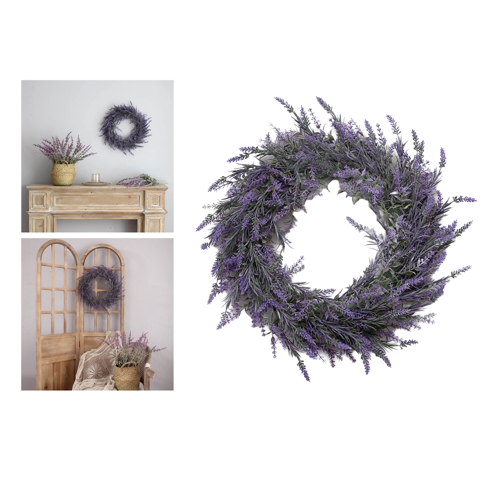 Artificial Greenery Fake Flower Wreath 16.53inch for Front Door Wall Home Decoration