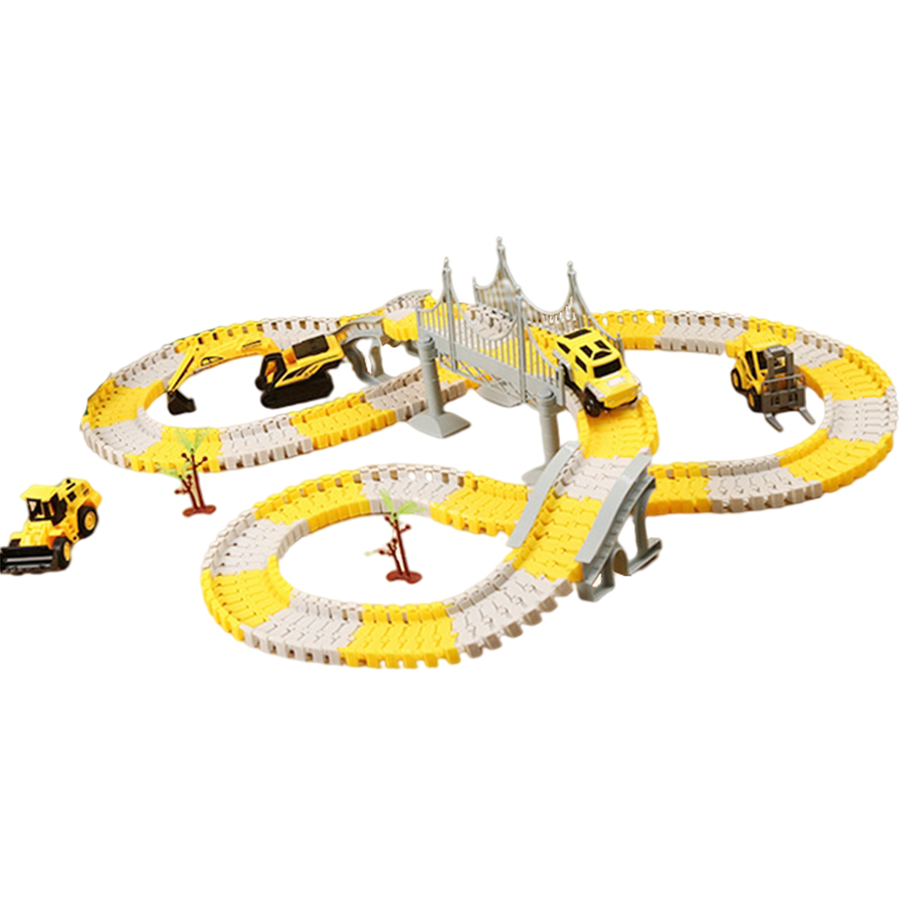 Assembly Bendable Race Track Toys Pull Back Construction Cars Playset
