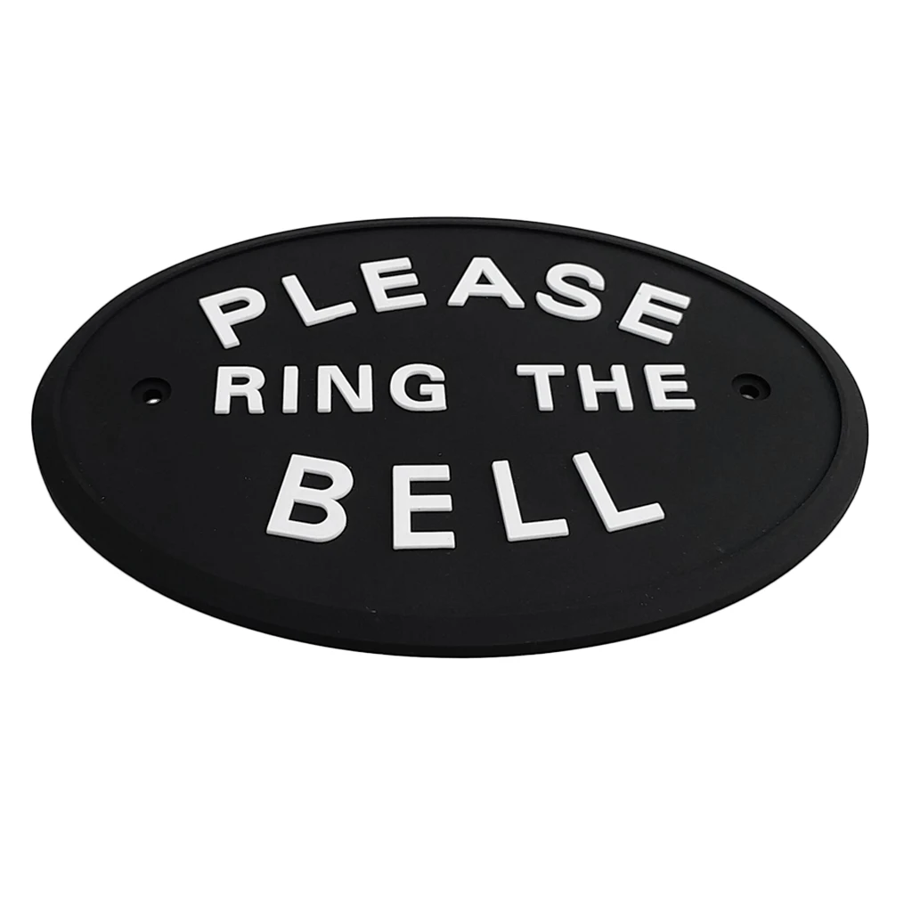 1pc Silver PLEASE RING THE BELL Garden House Wall Door Plaque Sign In Black