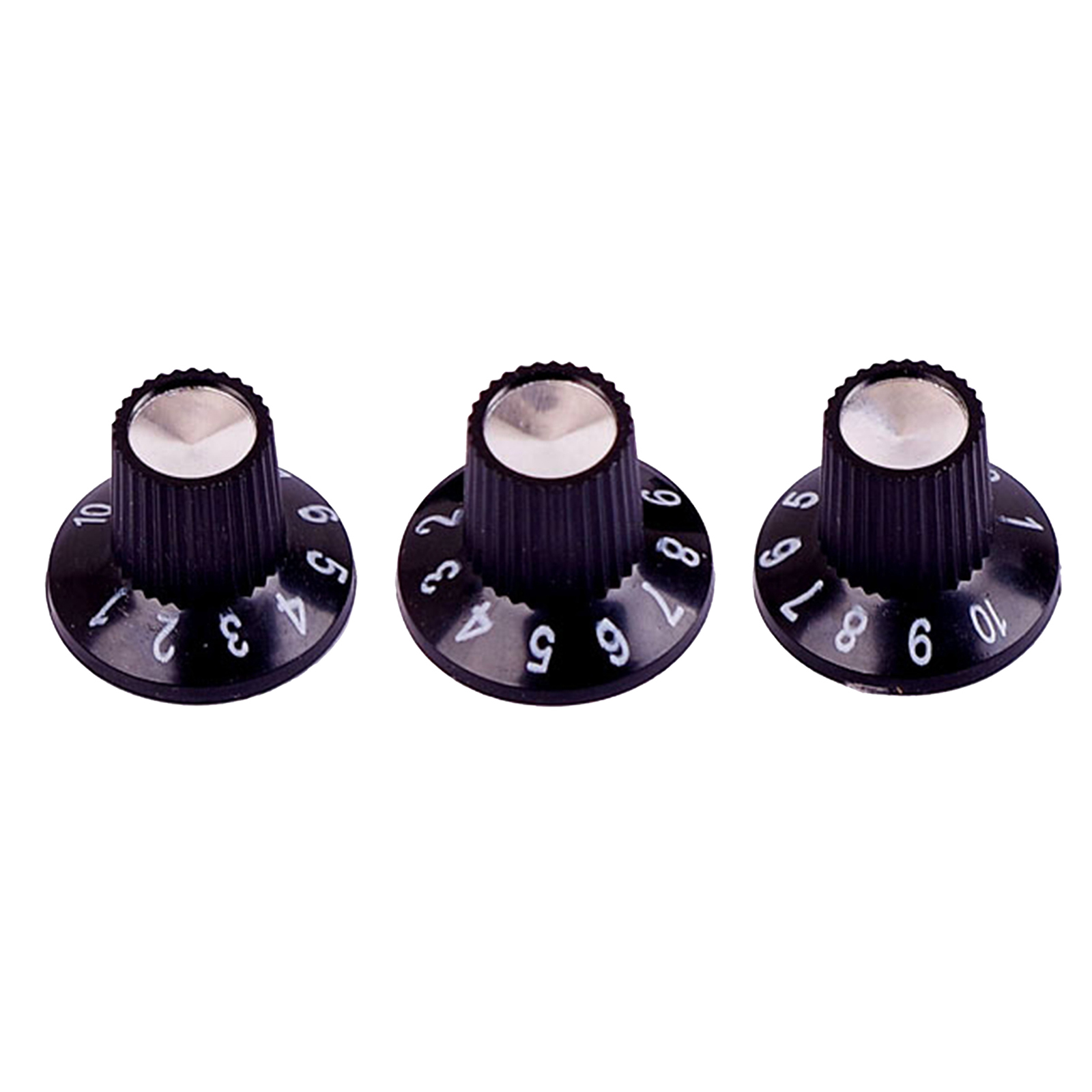 Black with Silver Top Hat Electric Guitar Knobs For Electric Guitar Bass