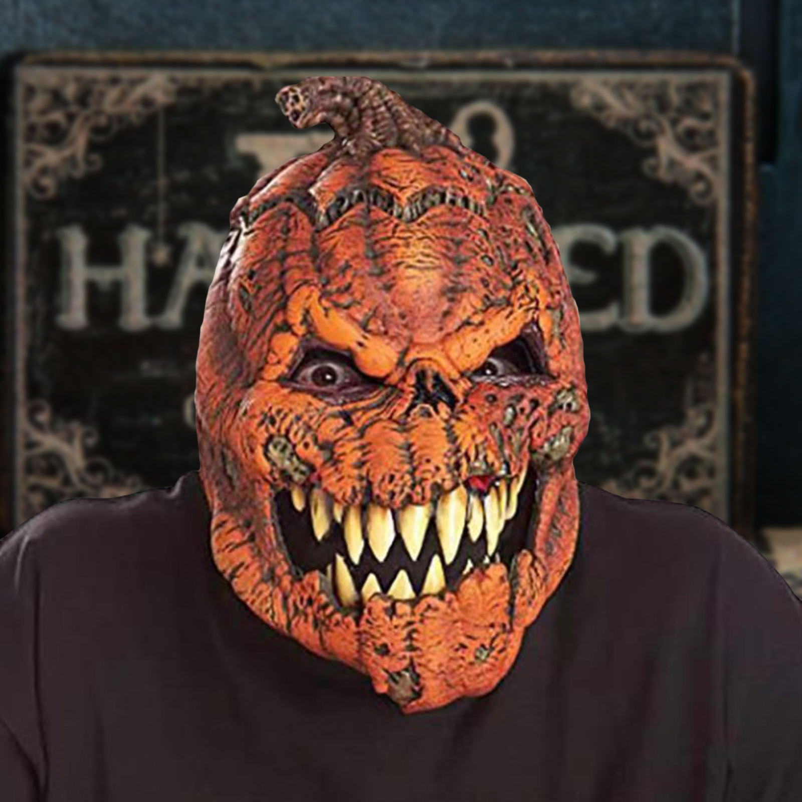 Scary Evil Pumpkin Monster Full Hood with Removable Chin for Men and Women Cosplay Party Mask Pumpkin Head