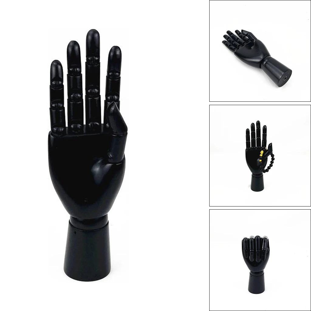 Flexible Wood Artists Articulated Hand Model Jointed Mannequin Hand for Sketching Drawing Home Desk Decor Toys Gift Black