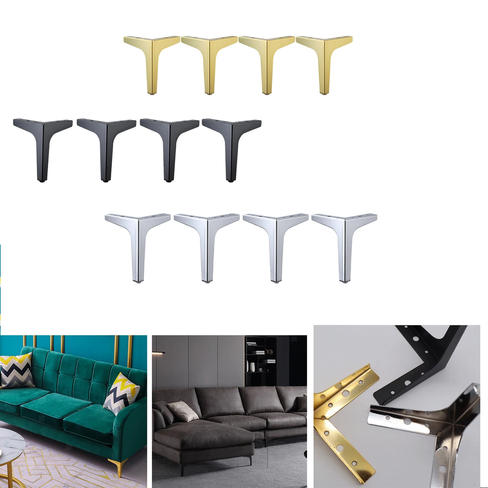 4 x Iron Metal Furniture Leg / Feet Metal Sofa feet Chair Cabinet stool table