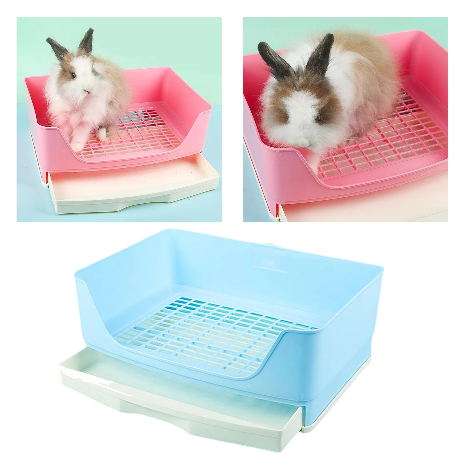 2 Layers Rabbit Cage Litter Box Potty Trainer Exercise for Guinea Pig Small Pet