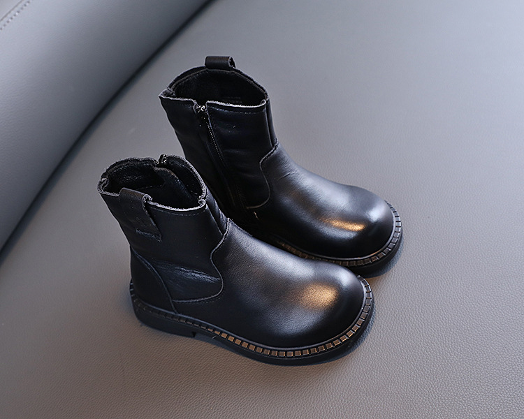 Outono e Inverno Botas de Couro Meninas Casual Couro Genuíno Mid-tube Botas Princesa Preto Crianças Sapatos 7 e inverno, sapatos com cano médio, princesa,