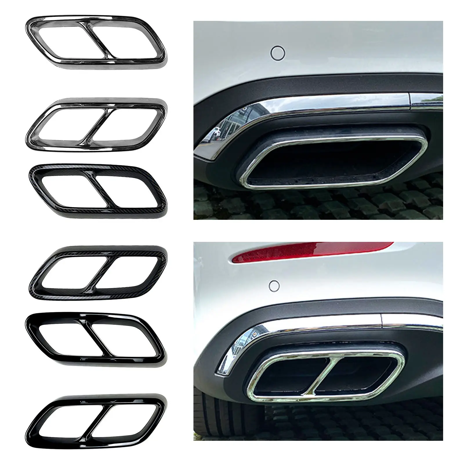 2x Exhaust Pipe Cover Trim Muffler Exterior Decoration Decorate Durable Sticks Covers Fits for Mercedes x253 2015-2018 W205