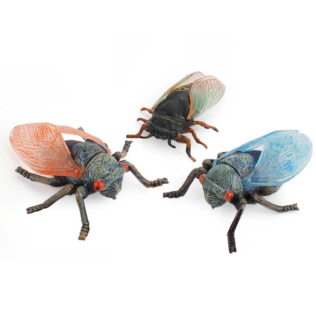  Insects Model Plastic Fake Cicada Lifelike Insects Bugs Figurines for Kids Themed Party