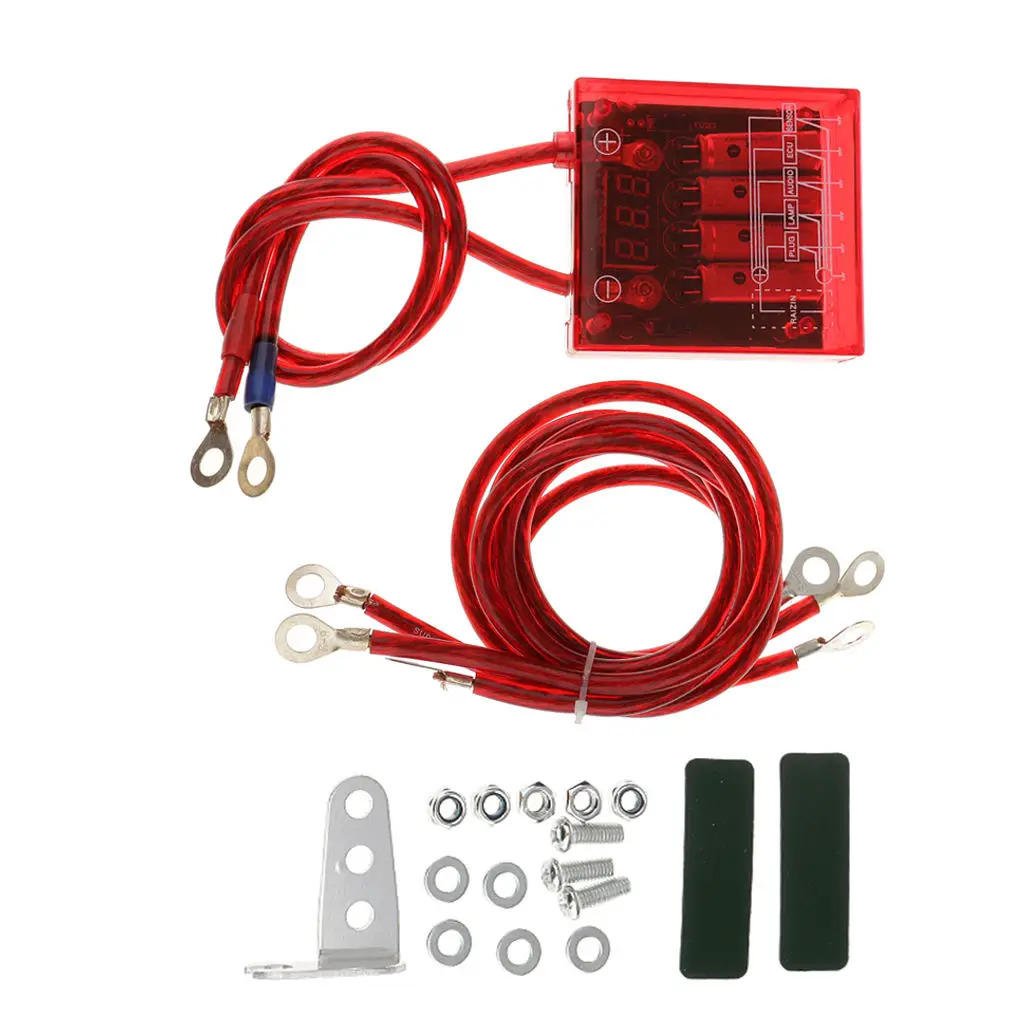 Universal Car Fuel Saver Grounding Voltage Stabilizer Regulator Kit (Red)