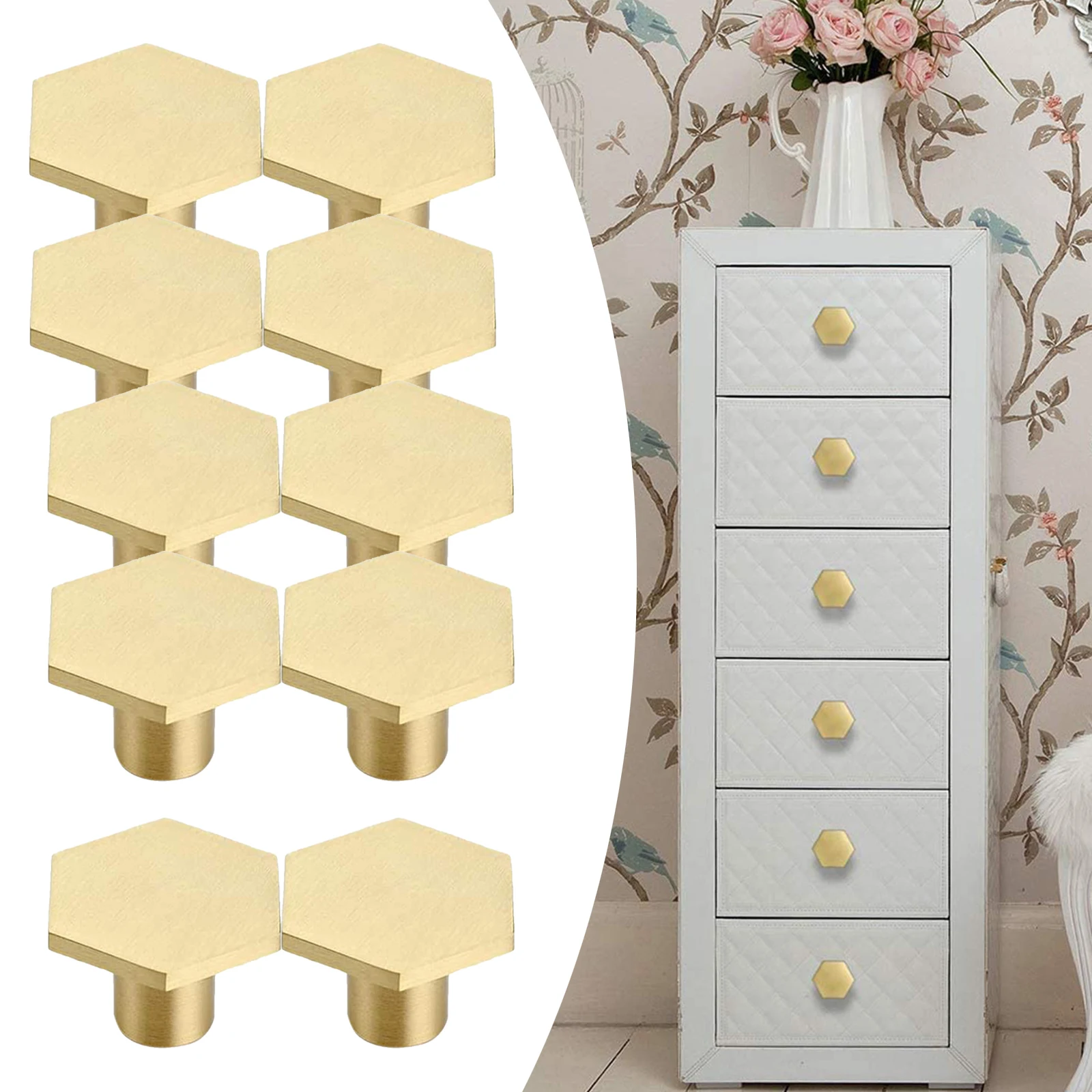 Brass Furniture Round Handle Of Drawer Wardrobe Door Knob Handles Dresser Brass Pulls Cabinet Handles Set of 10pcs