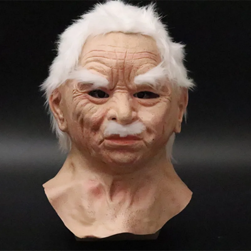 Cosplay Rubber Old Man Mask Realistic Scary Latex Mask Horror Headgear Cosplay Props For Adult 5486