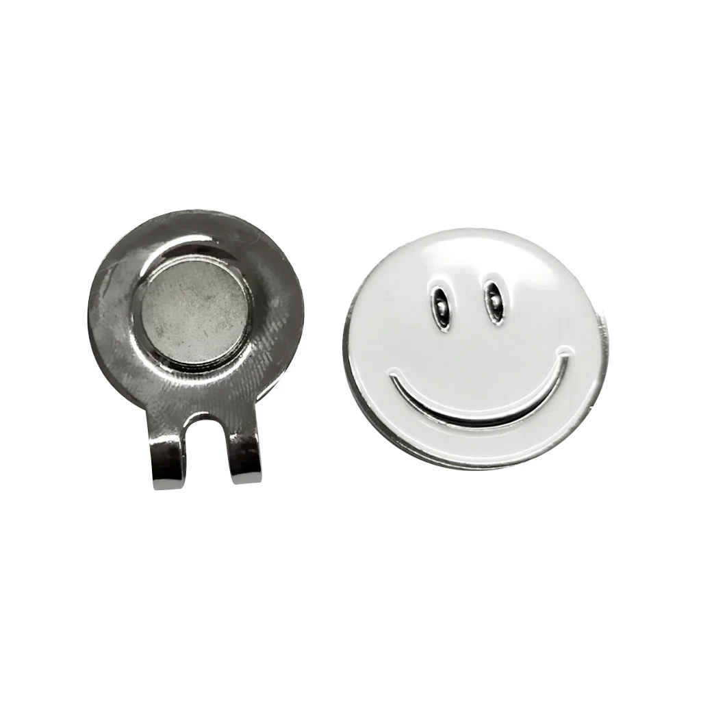 Mini Funny Happy Face Golf Ball Marker with Magnetic Golf Hat Clip Fits for Golf Cap White
