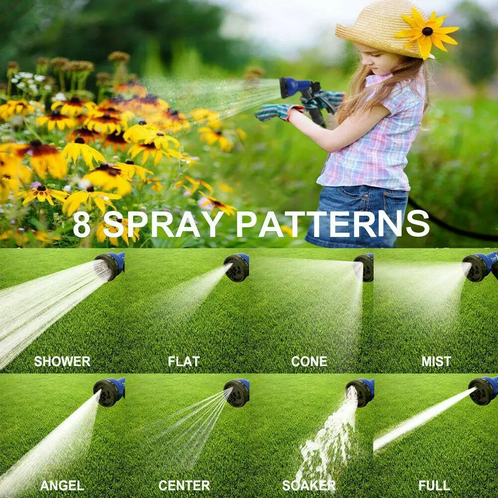 patio drip irrigation kit 25Ft-100Ft Garden Hoses Pipe Upgraded Double Latex Retractable Pipe High Pressure Car Wash Hose With Spray Gun Garden Watering solar irrigation kit