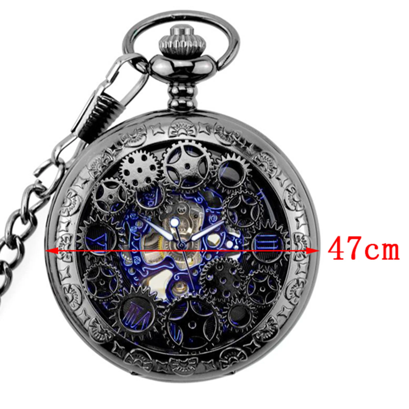 Steampunk Hands Scale Mechanical Skeleton Pocket Watch Holiday Birthday Gift for Men