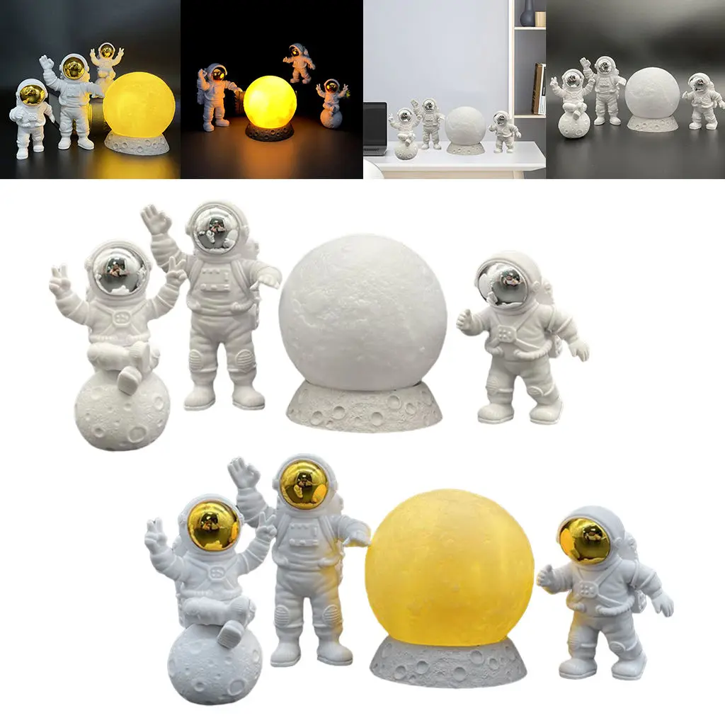 Nordic Astronaut Figurines Decor Model Cake Topper Spaceman Statue Sculpture Kids Boys Gifts