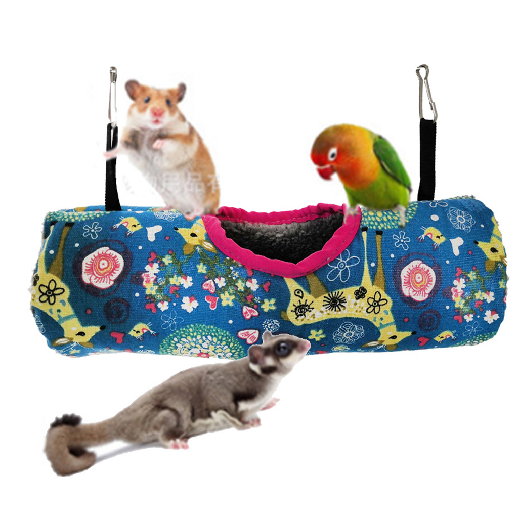 Small Pet Tunnel Tube Hammock Toy Cave Hut for Hamster Sugar Glider Blue